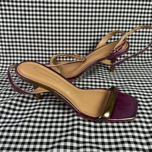 Anthropologie Rainbow Minimalist Metallic Kitten Heel Women's Size 38 / US 7.5